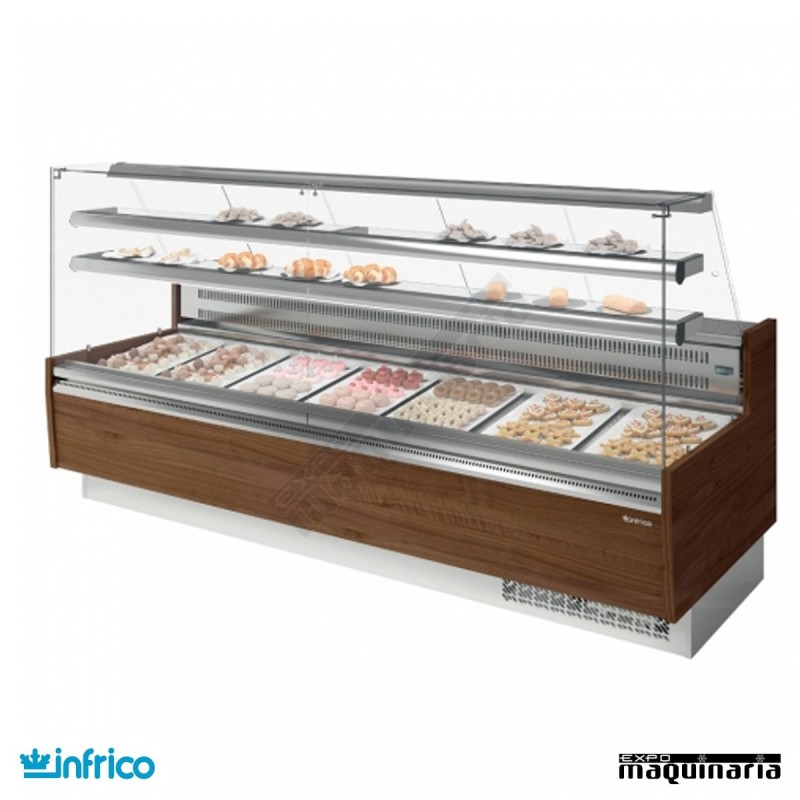 Vitrina Pastelería cristal recto frío estático con reserva 2.5m VGL25R