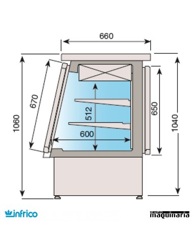 Vitrina cerrada refrigerada frío ventilado sin reserva 1.4 m medidas