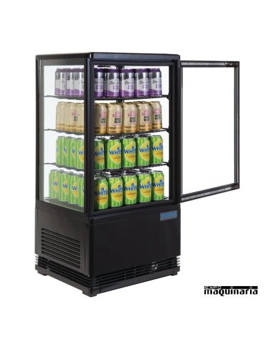 Expositor refrigerado negro 68 litros cristal 4 caras NIG211 abierto