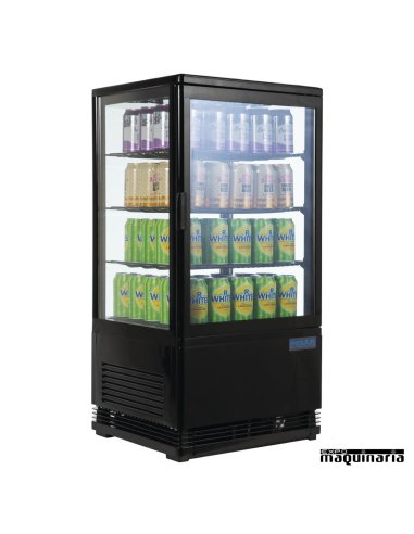 Expositor refrigerado negro 68 litros cristal 4 caras NIG211 cerrado
