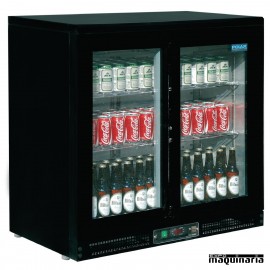 Refrigerador expositor de bar negro puerta cristal 104 botellas NICF759