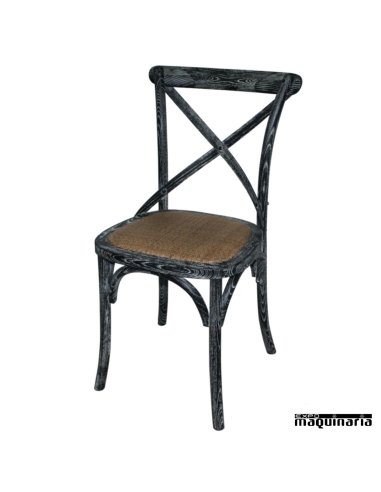 Silla de madera Bolero  con respaldo negro lavado