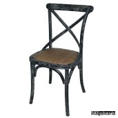 Silla de madera Bolero  con respaldo negro lavado