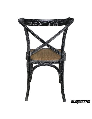 Silla de madera Bolero  con respaldo negro lavado trasera