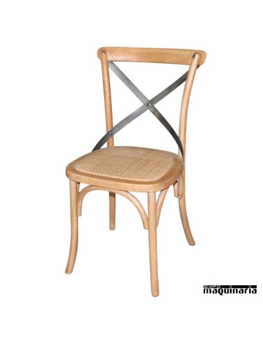 Silla de madera Bolero color natural respaldo en cruz NIGG656