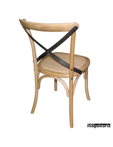 Silla de madera Bolero color natural respaldo en cruz NIGG656 trasera