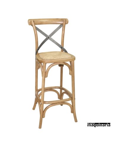 Taburete de madera con respaldo de metal NIGG657