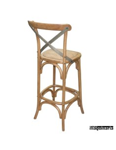 Taburete de madera con respaldo de metal NIGG657 2