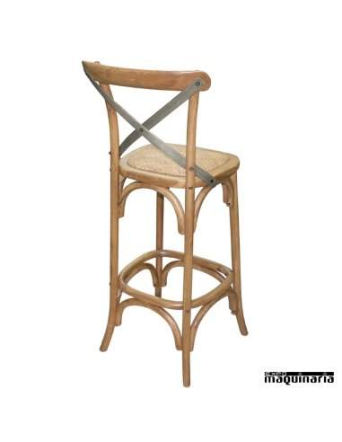 Taburete de madera con respaldo de metal NIGG657 parte trasera