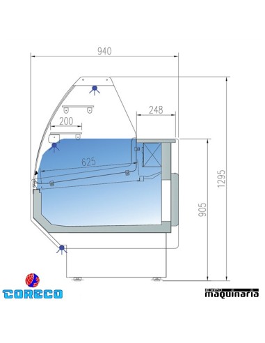 Vitrina expositora de pastelería COCVEPD910C medidas