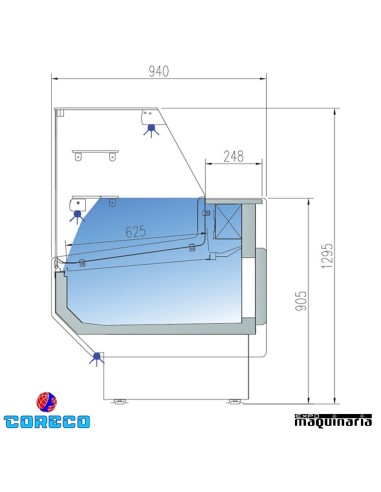 Vitrina expositora de pastelería COCVEPD915RR medidas