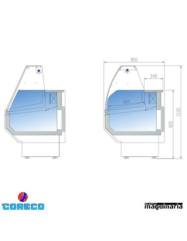Vitrina expositora frío ventilado cristal recto COCVED810R (105x80) medidas
