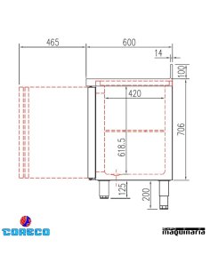 Mesa congelación snack COTSC150 (149.5 x 60 cm) 2