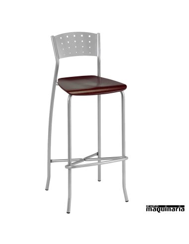 Taburete bar personalizable asiento madera 5R32MA armazon color aluminio