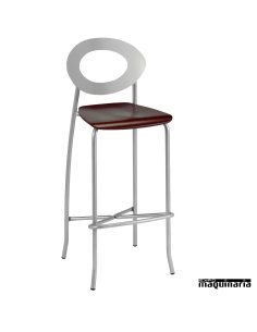Taburete alto asiento madera 5R025MA armazón negro 2