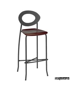 Taburete alto asiento madera 5R025MA armazón negro