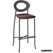 Taburete alto asiento madera 5R025MA armazón negro