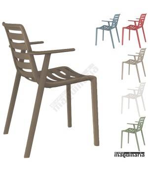 Silla con brazos apilable terraza RESLATKAT-B