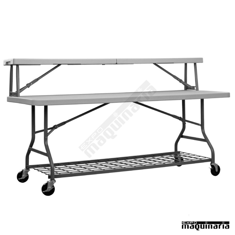 ▷Mesa plegable tablero de melamina para eventos y catering estrecha 200x45cm