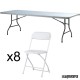 Conjunto de catering mesa rectangular ZOXXL240 + 8 sillas ZO ALEX