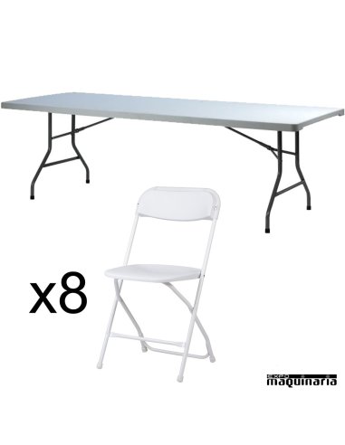 Conjunto de catering mesa rectangular ZOXXL240 + 8 sillas ZO ALEX