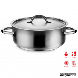 Cacerola industrial baja inox 65L con tapa