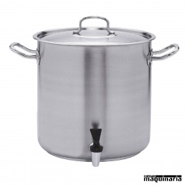 Olla industrial de 72 litros con grifo y tapa PU248045 INOX PRO