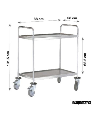 Carro de servicio acero inox 2 bandejas PU80240