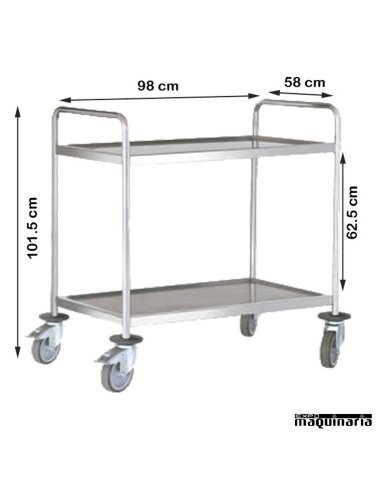 Carro de servicio acero inox 2 bandejas de 90 cm PU80250