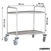 Carro de servicio acero inox 2 bandejas de 90 cm PU80250