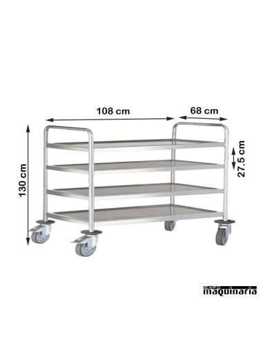 Carro de servicio acero inox 4 bandejas de 100 cm PU80320