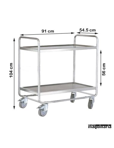 Carro de servicio desmontable 2 bandejas 90 cm PU8340