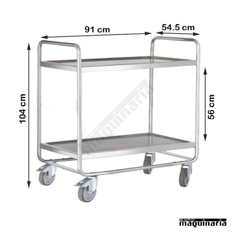 Carro de servicio desmontable 2 bandejas 90 cm PU8340