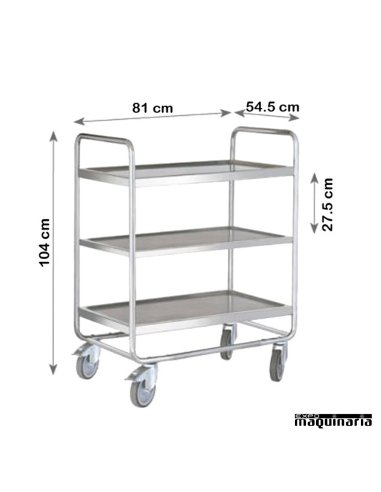 Carro de servicio desmontable 3 bandejas 80 cm PU8350