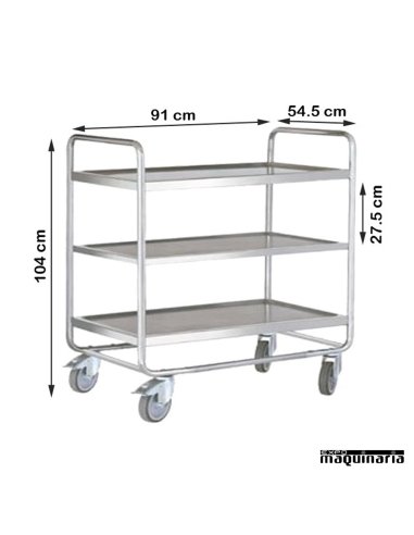Carro de servicio desmontable 3 bandejas 90 cm PU8360