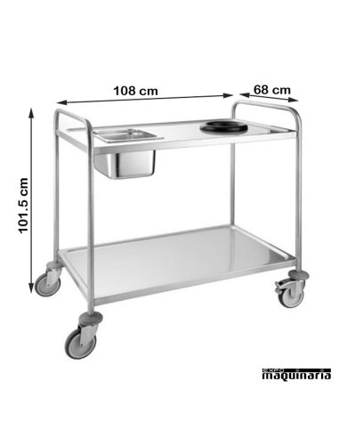 Carro desembarace inox 2 bandejas de 100 x 60 cm PU80680