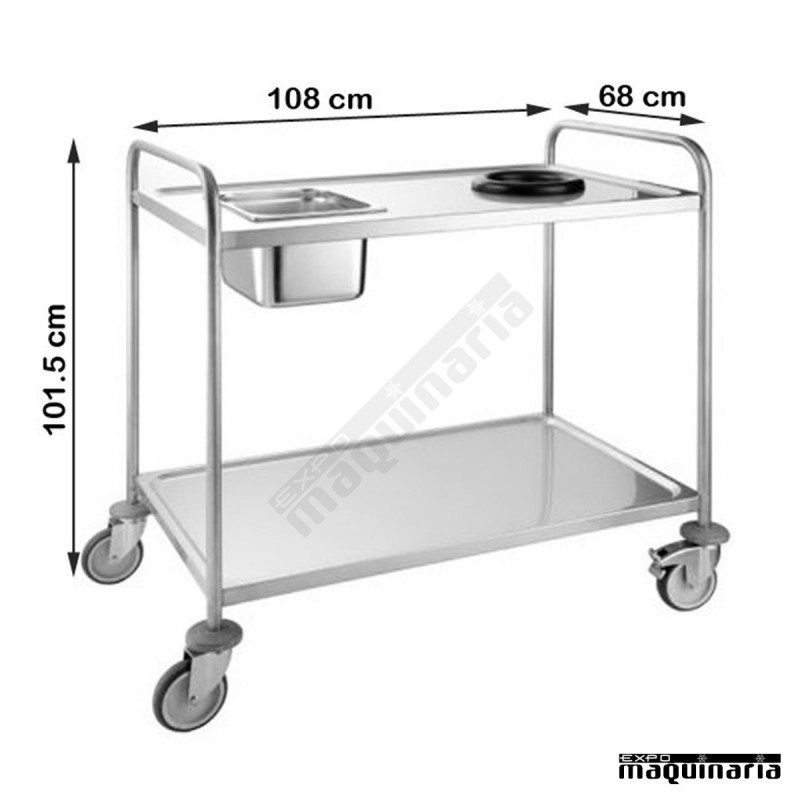 Carro desembarace inox 2 bandejas de 100 x 60 cm PU80680