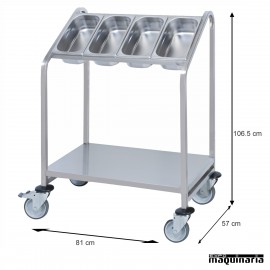 Carro porta cubiertos GN 1/3 y portabandejas PU80740