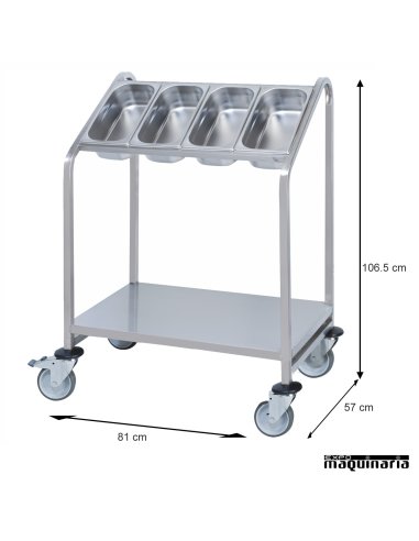 Carro porta cubiertos GN 1/3 y portabandejas PU80740