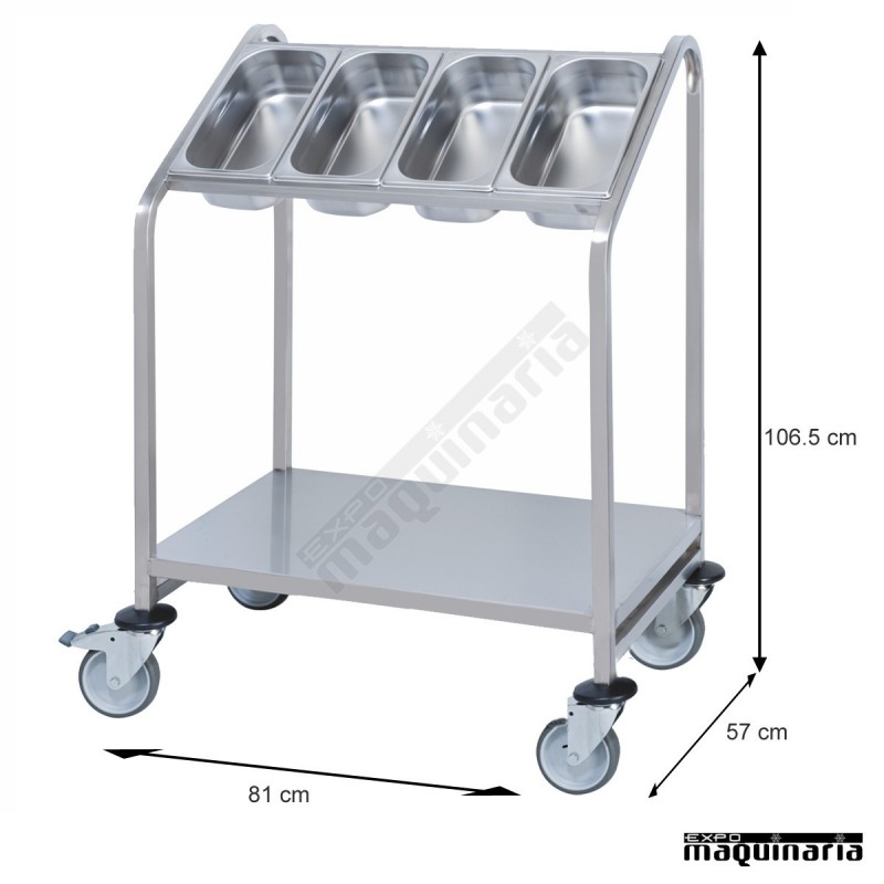 Carro porta cubiertos GN 1/3 y portabandejas PU80740