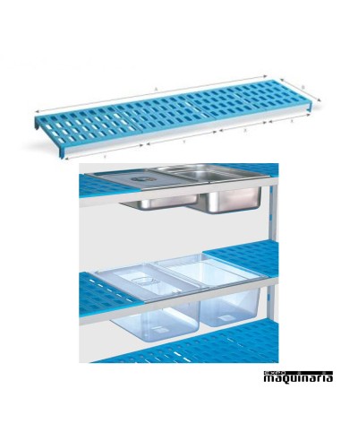 Estantería 4 niveles de aluminio y polipropileno. Fondo38.5 detalles