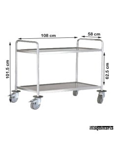 Carro de servicio acero inox 2 bandejas de 100 cm PU80260
