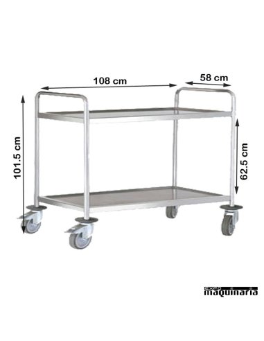 Carro de servicio acero inox 2 bandejas de 100 cm PU80260
