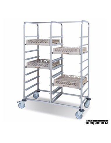 Carro para cestas de vajillas doble PU80770