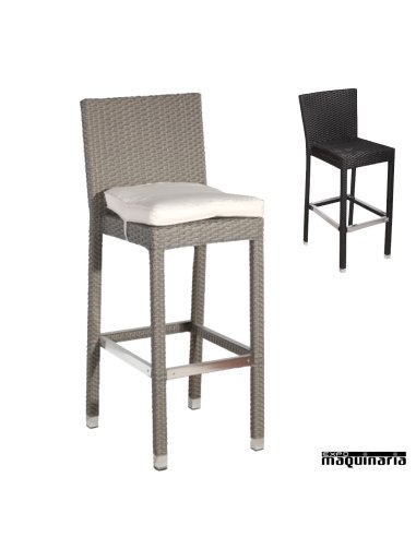Taburete de médula de rattan  con respaldo FATRENTO