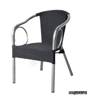 Sillón aluminio ratan FASALZBURGO DELUXE color negra