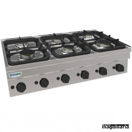 Cocina industrial a gas sin mueble CLPC105G6 con seis quemadores
