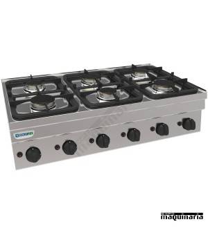 Cocina industrial a gas sin mueble CLPC105G6 con seis quemadores