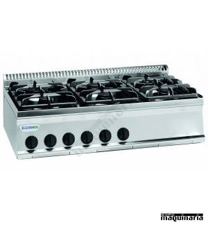 Cocina industrial a gas CLPC105G7 con seis quemadores