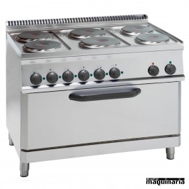 Cocina industrial electrica CLPFRX105E7 con 6 quemadores y horno
